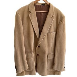 Vintage Men’s Tan Corduroy Jacket with Suede Elbow Patches Size R 48